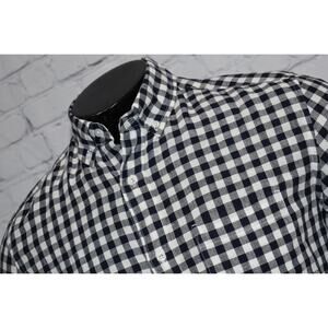 J Crew Crewcuts Dress Shirt Boys Size 16 Linen Cotton Blend Blue Plaid Hawaiian